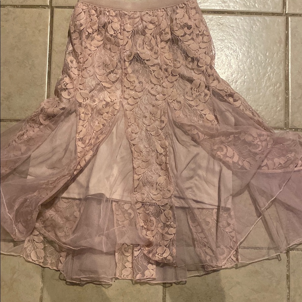 Pink Ruffled Bubble Midi Skirt for Cocktail